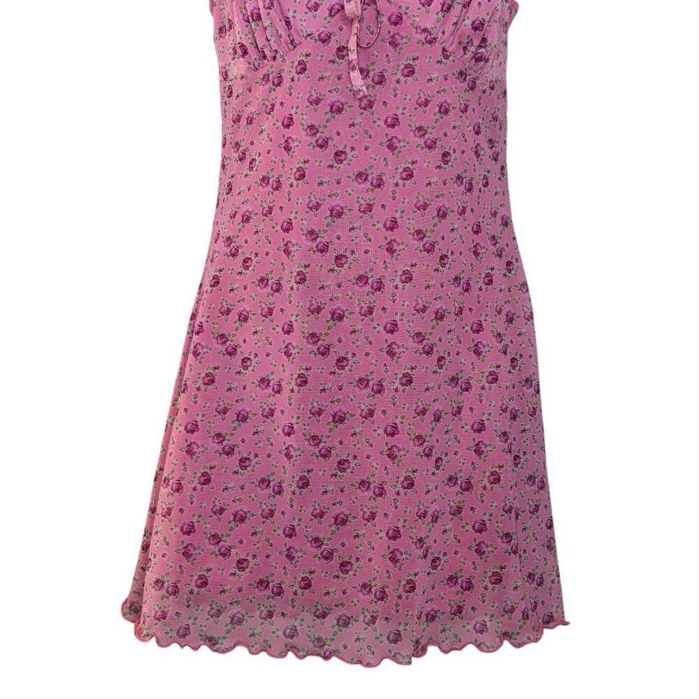 Urban Outfitters Elodie Pink Mini Floral Mini Dress Womens Size Small Y2K - Picture 2 of 5